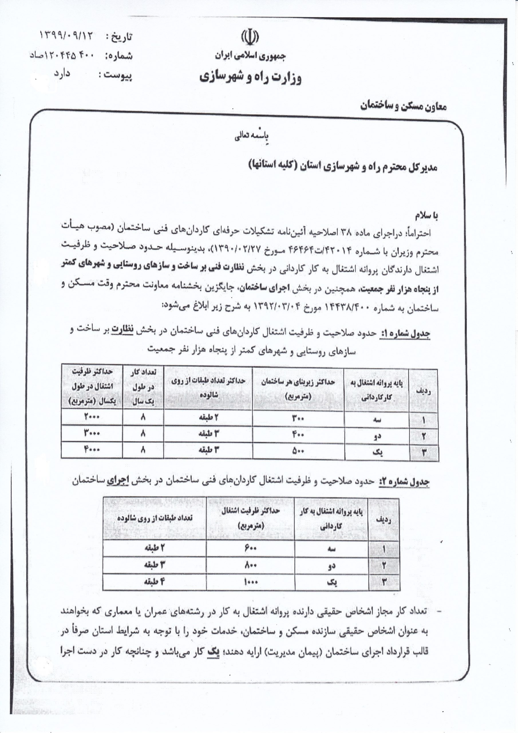 ابلاغ آئین نامه اجرایی ماده ۳۳ قانون نظام مهندسی و کنترل ساختمان